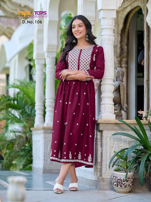 Tips And Tops Lakhnavi Embroidery Long Kurti Collection